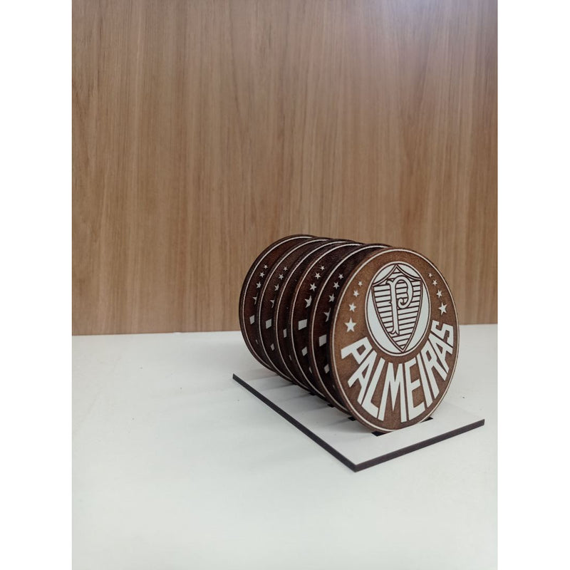 Porta Copos Time Palmeiras Branco Em Mdf