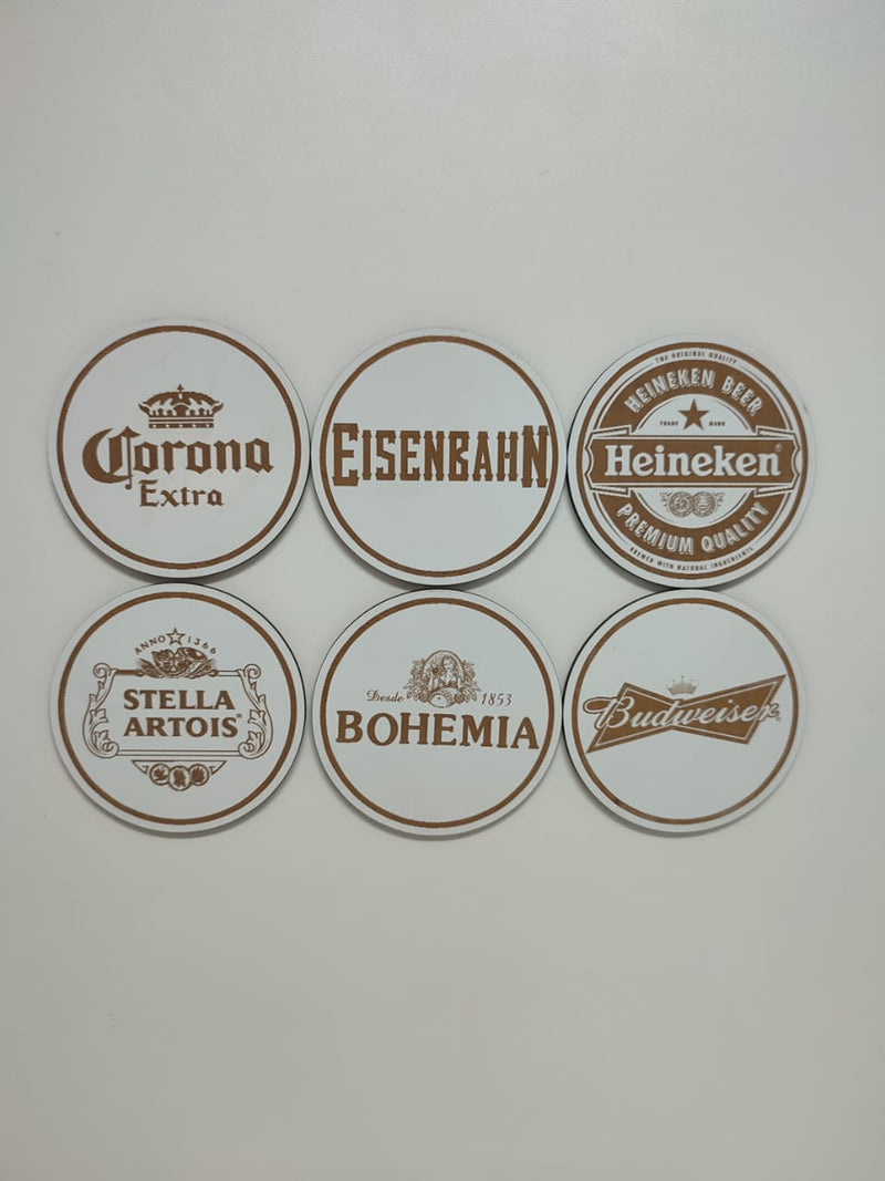 kit bolacha copo cerveja com 6 unidades e suporte 3mm branco