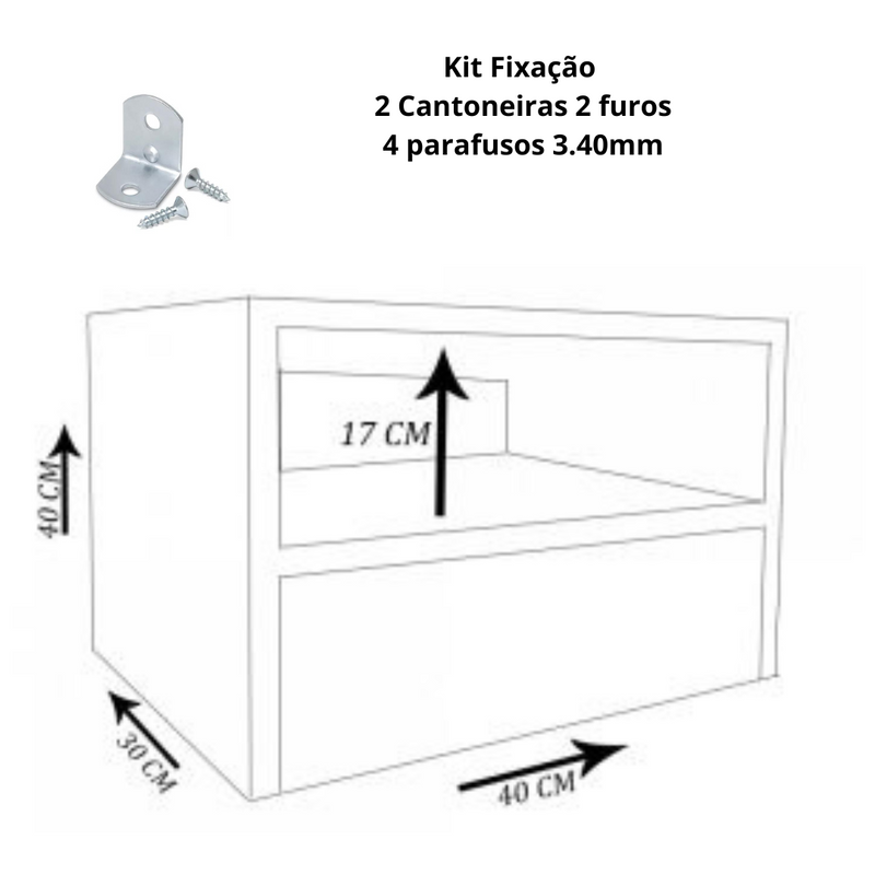 Mesa De Cabeceira Suspensa 1 Gaveta Em Mdf Natural