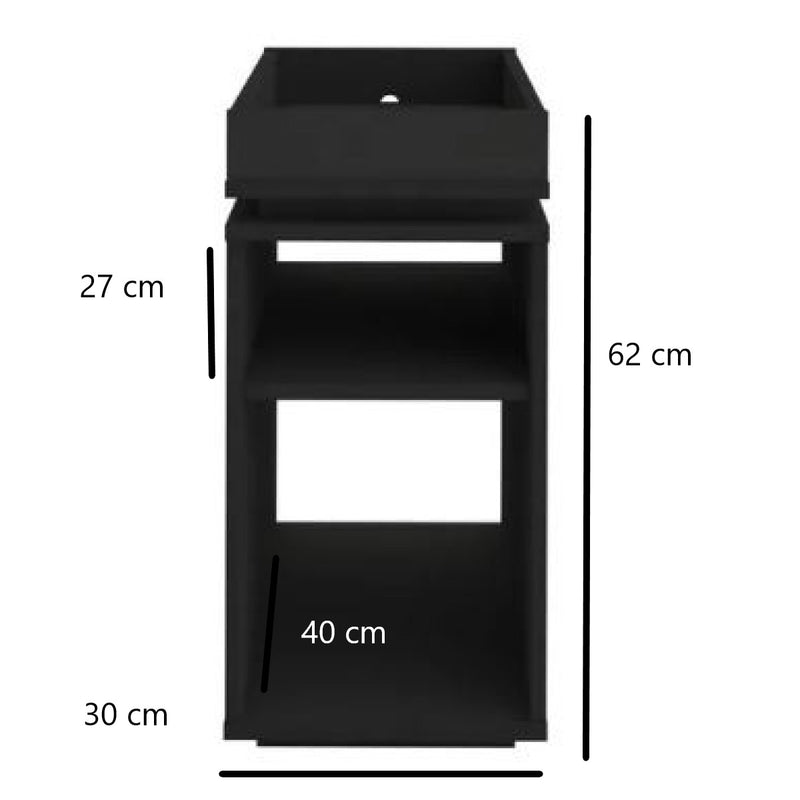 Mesa de Cabeceira Lateral Preto Em Mdf