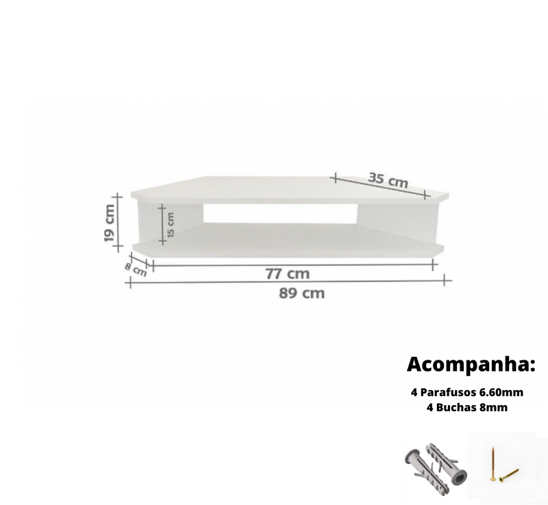 Rack Sala De Canto Branco Para Tv Ate 32 Polegadas Em Mdf