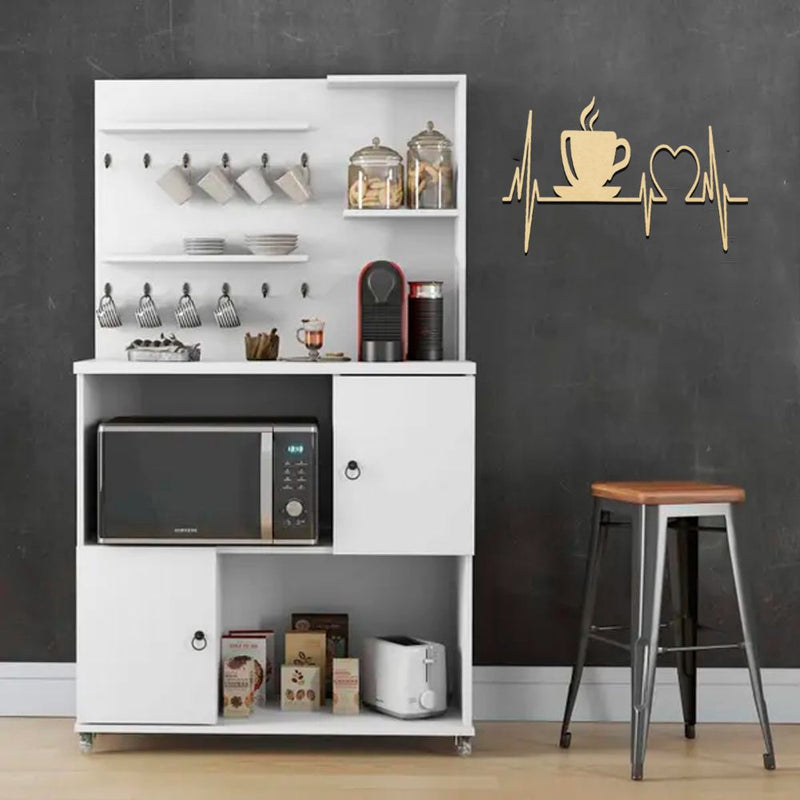 Placa Decorativa Cardiograma CafŽ MDF Natural