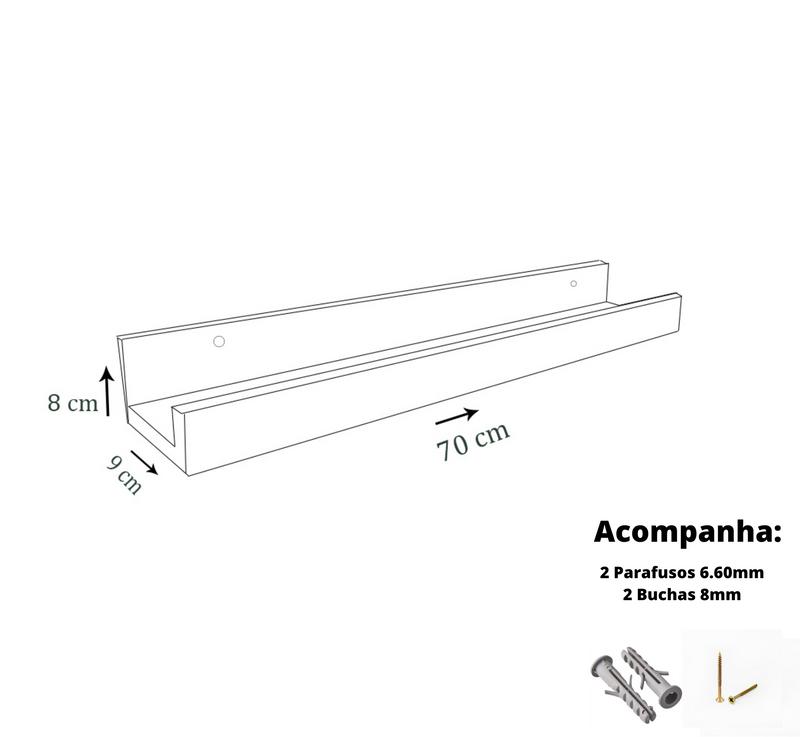 Prateleira Tempero Simples 70 Cm Madeirado Em Mdf