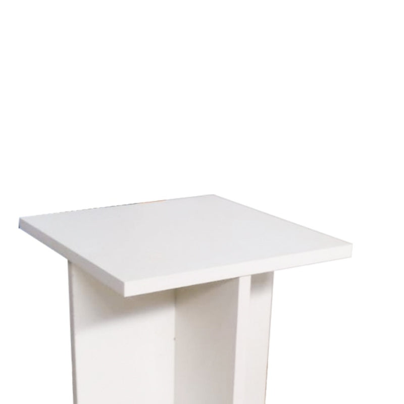 Banco Tampo Quadrado 45cm Em Mdf Branco