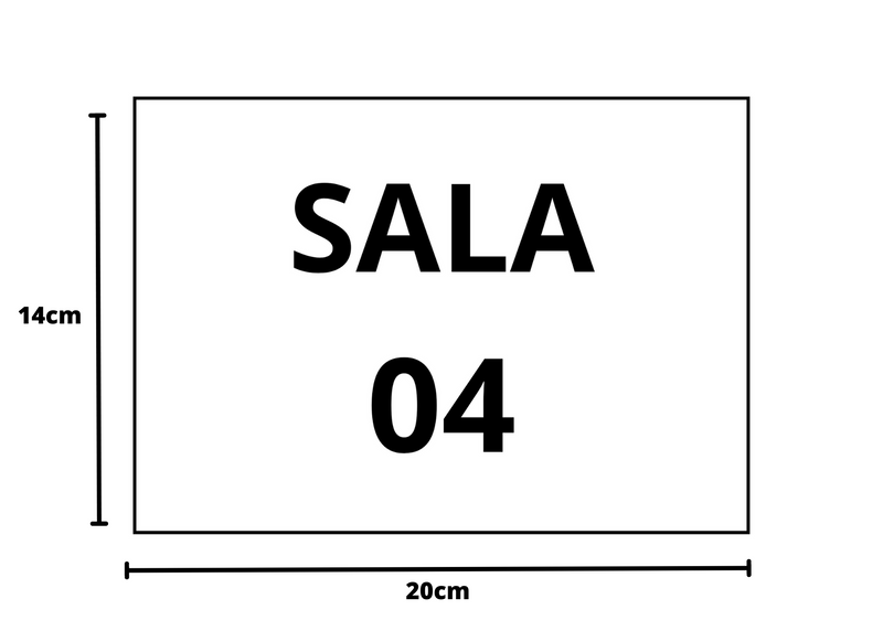 Placa sinalização 1/2 oficio sala 04 mdf natural