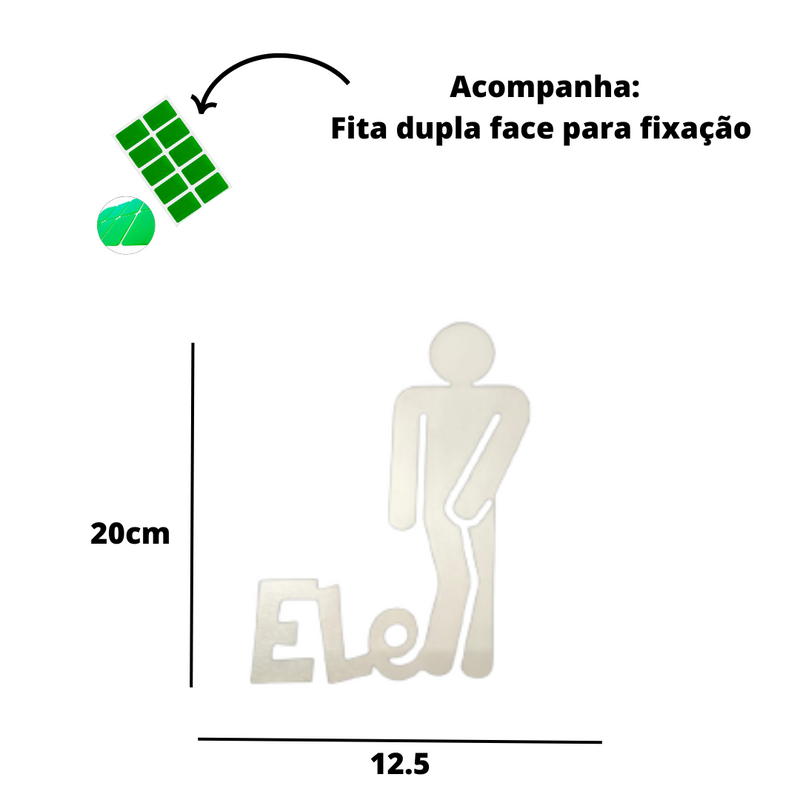 Plaquinha Para Banheiro Masculino Ele 3mm natural