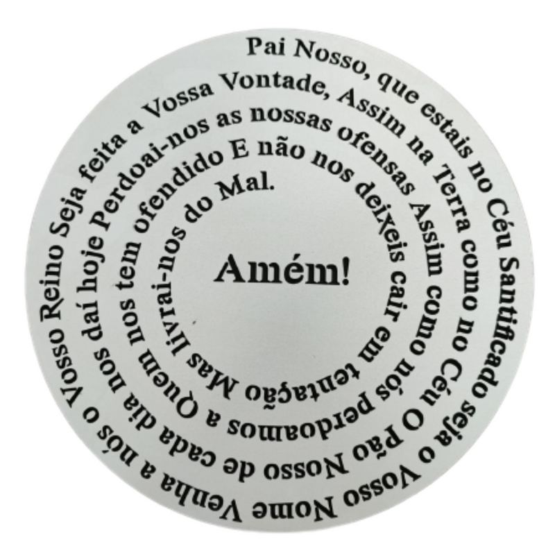 Oração Pai nosso Mandala redondo 30 cm branco
