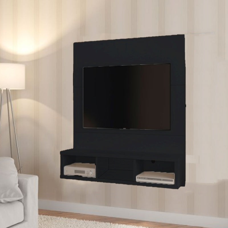 Painel Para Tv Em Até 32 Polegadas 3 Nichos Preto Em Mdf
