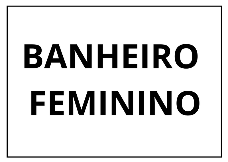 Placa sinalização 1/2 oficio banheiro feminino MDF natural