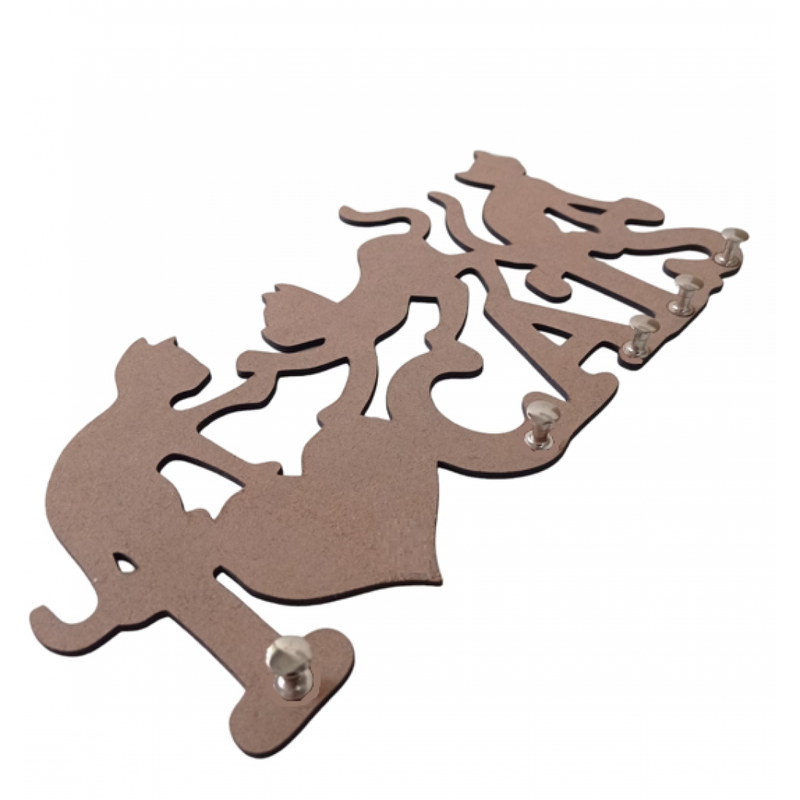 Porta Chave Cat Natural em Mdf
