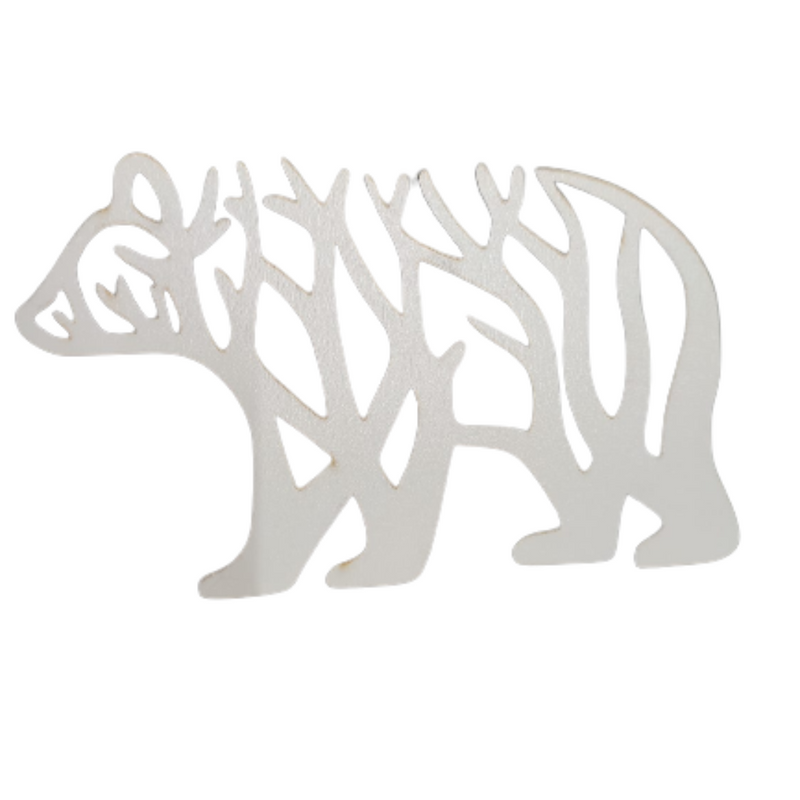 Urso Decorativo raízes MDF 3mm branco 19x11 cm