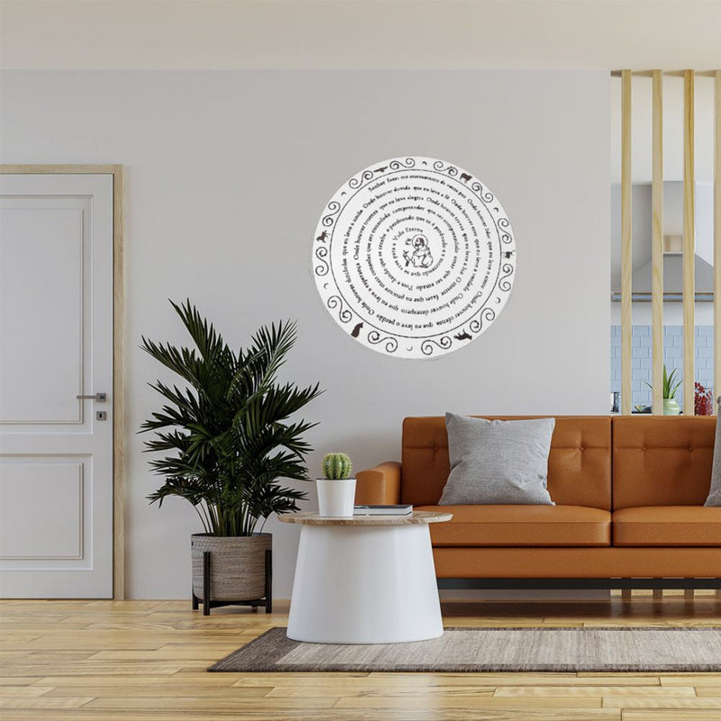 Mandala Oração de São Francisco em MDF 60 cm branco