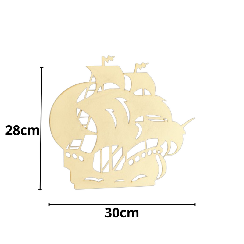 Quadro Decorativo Navio Pirata MDF Branco
