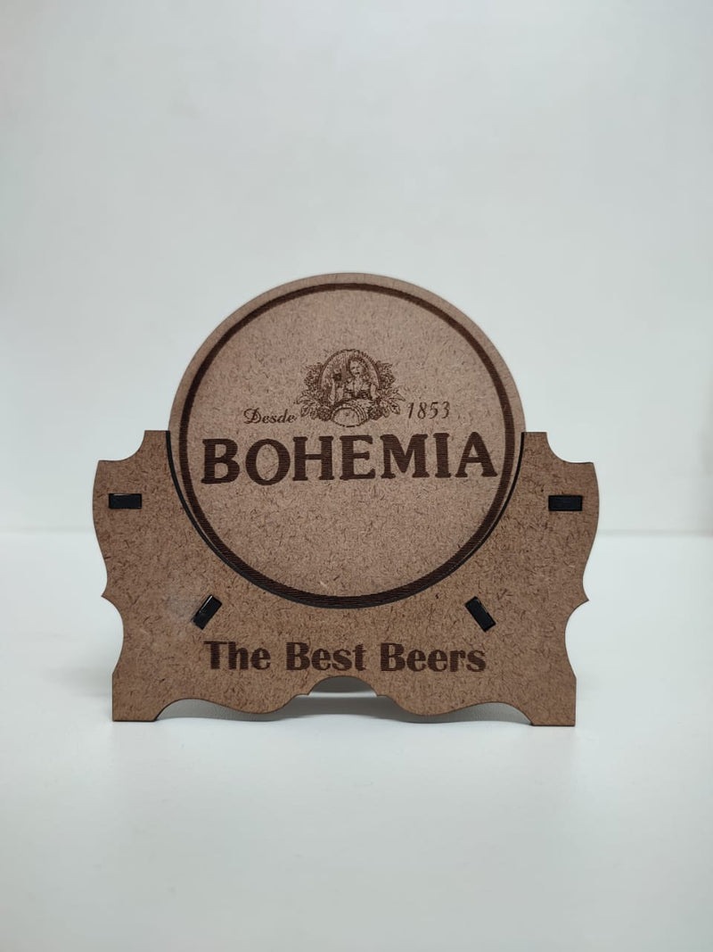 kit bolacha copo cerveja com 6 unidades e suporte 3mm natural