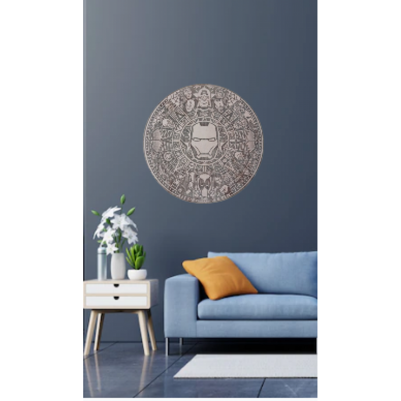 Mandala Homem de Ferro Natural Em Mdf