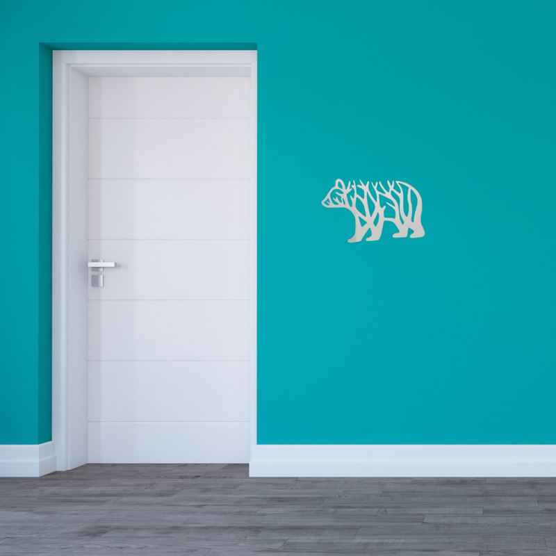Urso Decorativo raízes MDF 3mm branco 19x11 cm