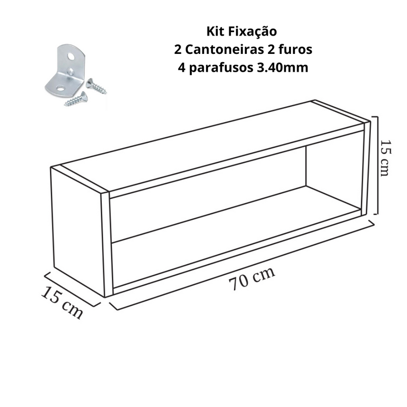 Nicho Retangular Decorativo Trovarelli 70x15x15 Madeirado
