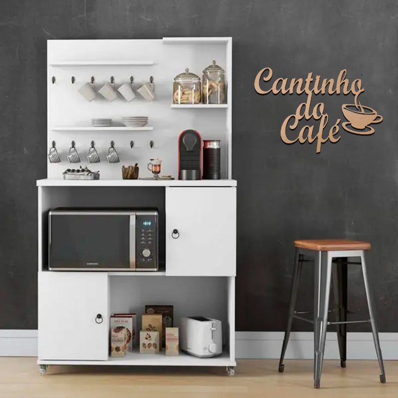 Placa Decorativa Cantinho do Café MDF Natural