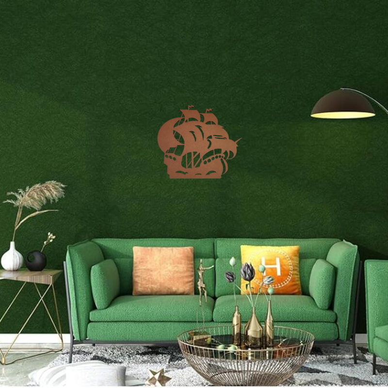 Quadro Decorativo Navio Pirata MDF Natural