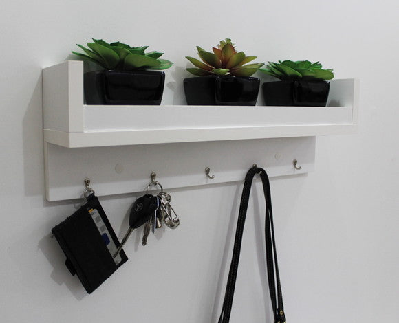 Porta Chave Com Prateleira Natural Em Mdf