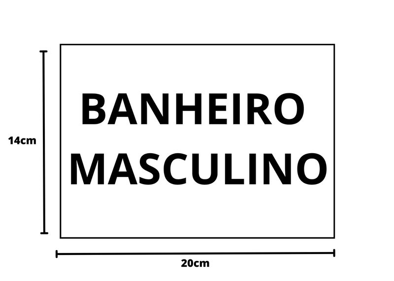 Placa sinalização 1/2 oficio banheiro masculino mdf branco