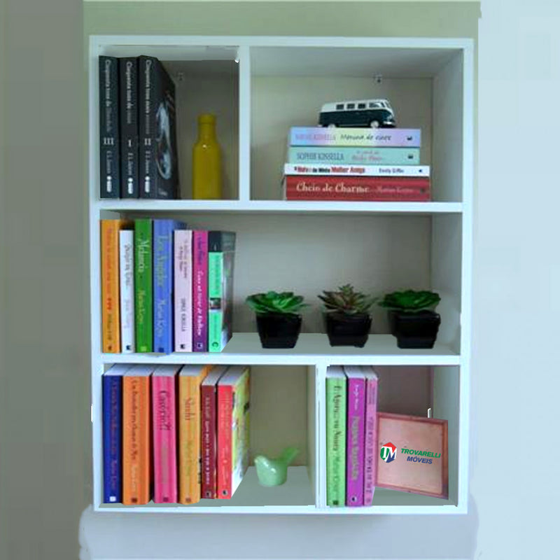 Estante de Parede Multiuso Decora‹o Livros Organização Banheiro Cozinha Lavanderia Branco Em Mdf