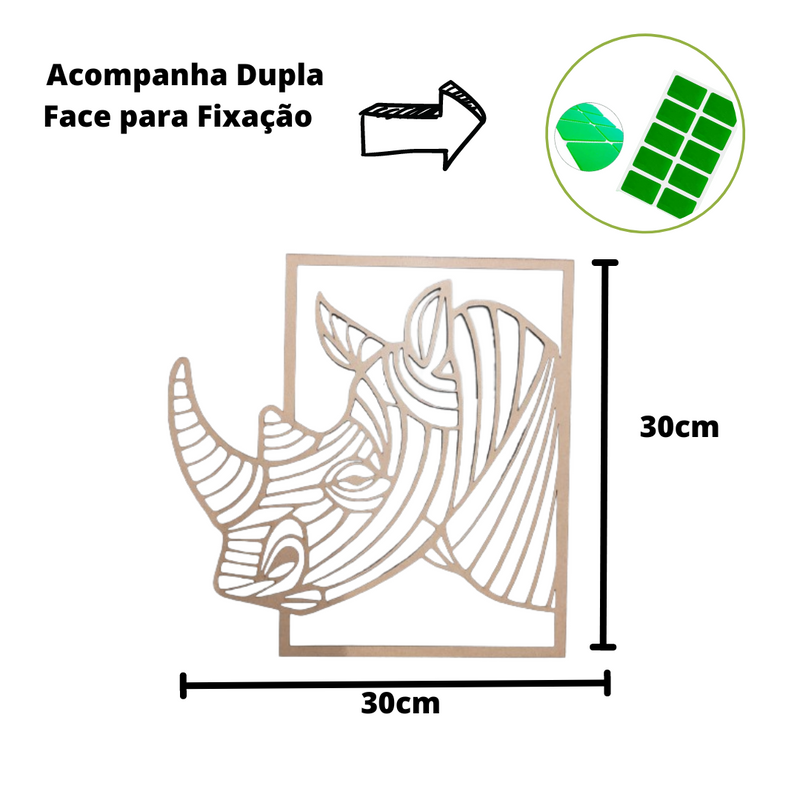 placa rinoceronte 3d decora‹o ambiente natural mdf 3mm