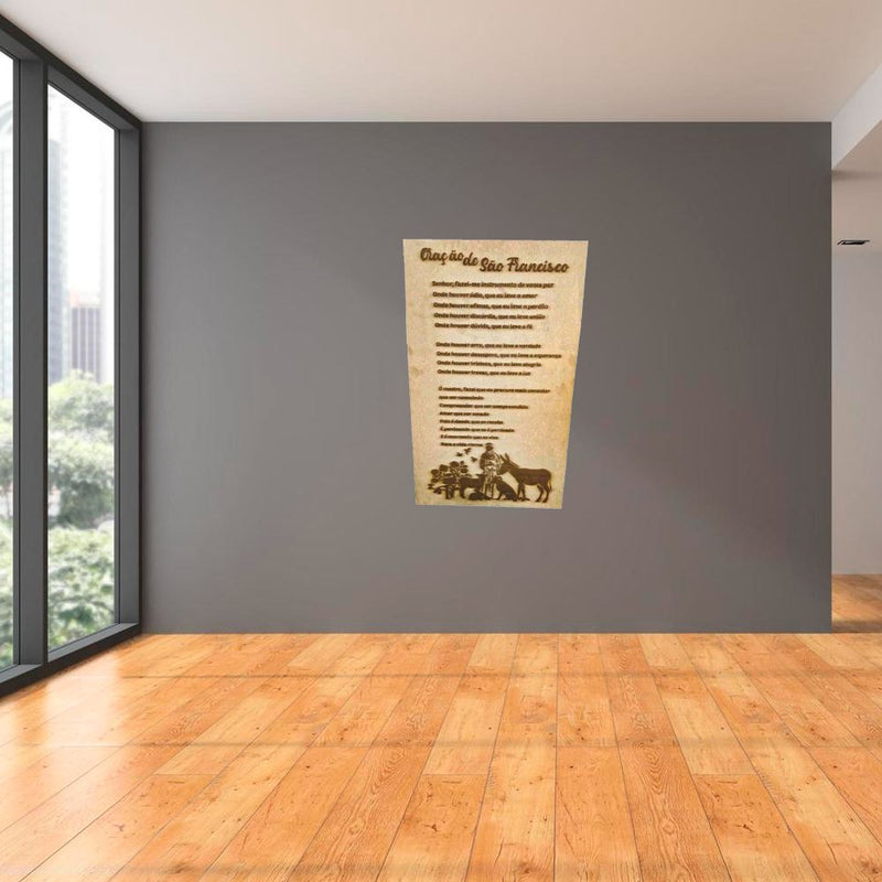 Quadro Oração de São Francisco de Assis em MDF 50x30 cm Natural