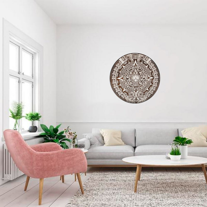 Calend‡rio Asteca Decorativo Em MDF 30 cm Branco