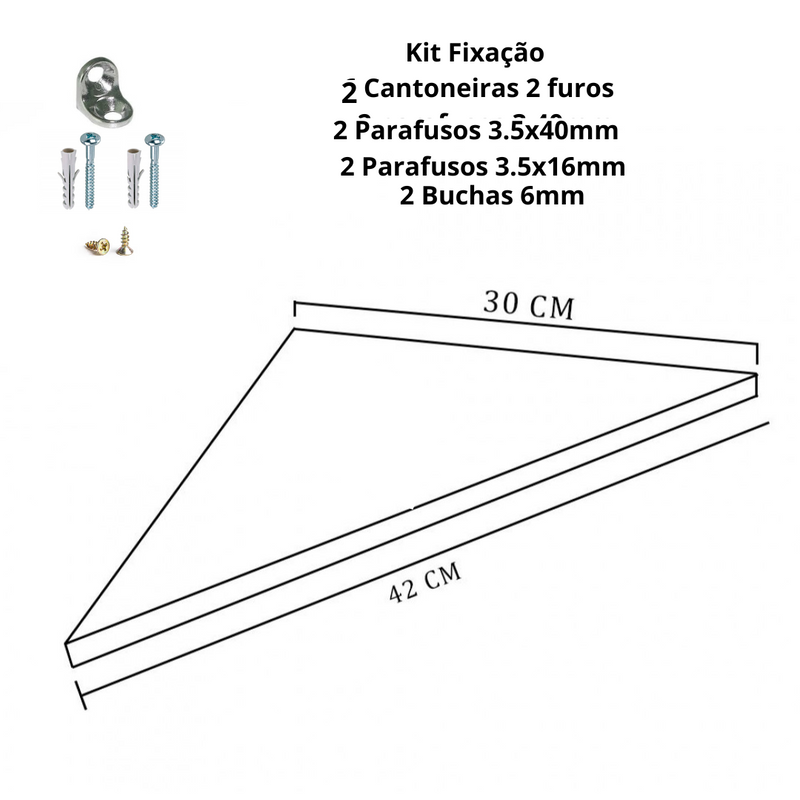 Prateleira de Canto 42x30 cm Branco Em Mdf