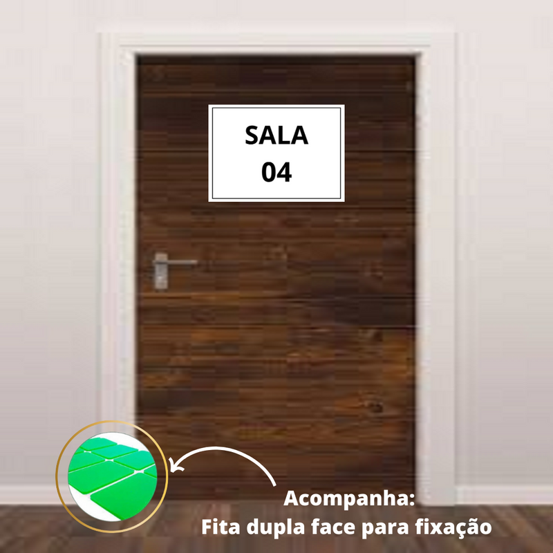 Placa sinalização 1/2 oficio sala 04 mdf branco