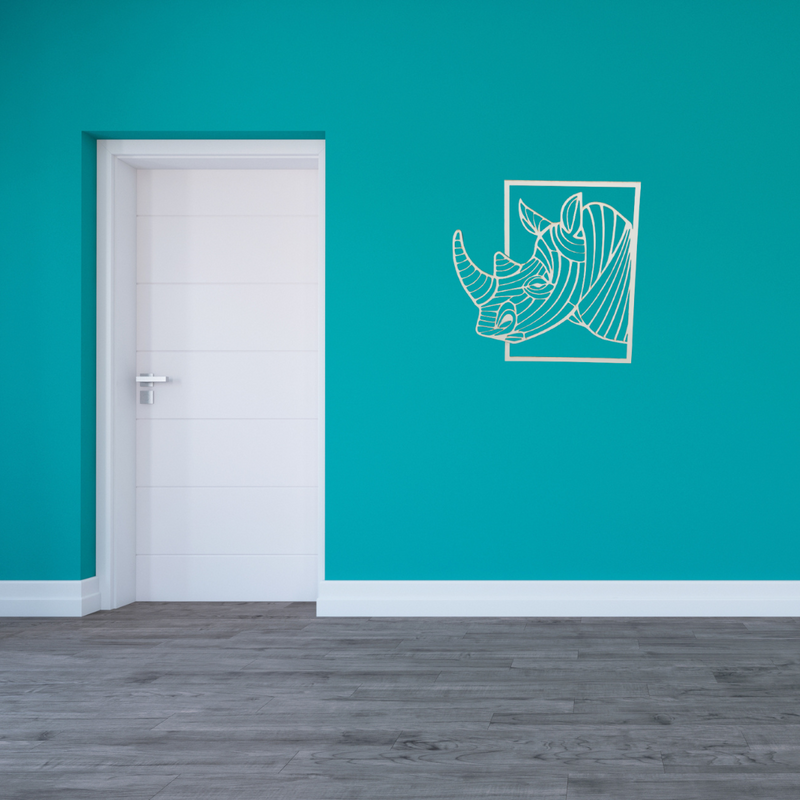 placa rinoceronte 3d decora‹o ambiente branco mdf 3mm