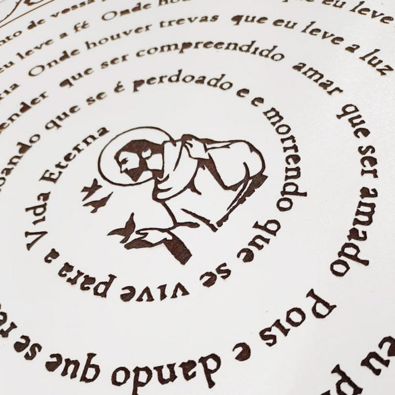 Mandala Oração de São Francisco em MDF 30 cm branco