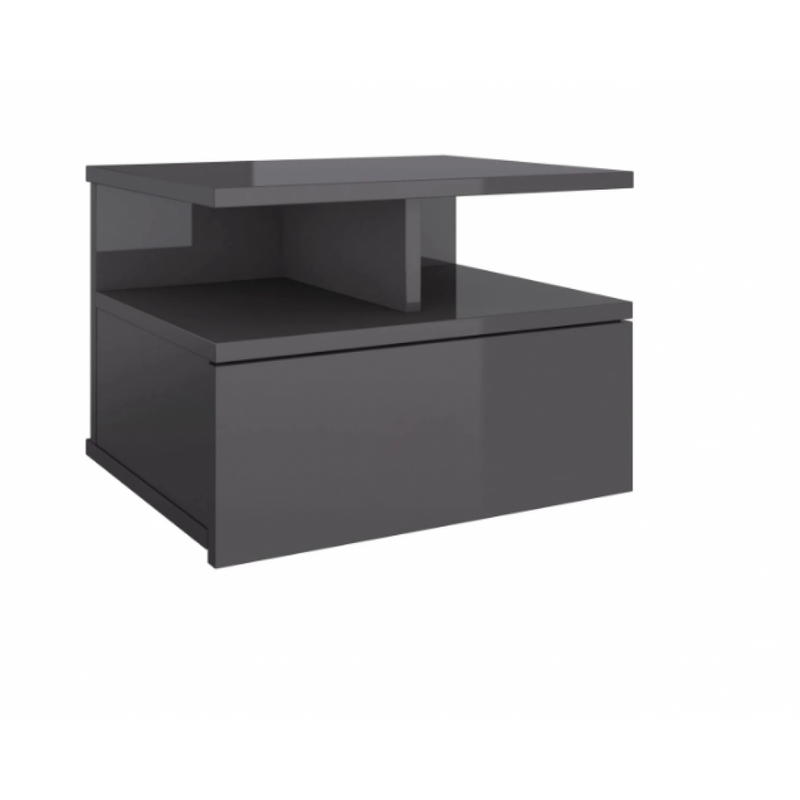 Mesa de Cabeceira Prateleira Flutuante 1 gaveta Preto Em Mdf