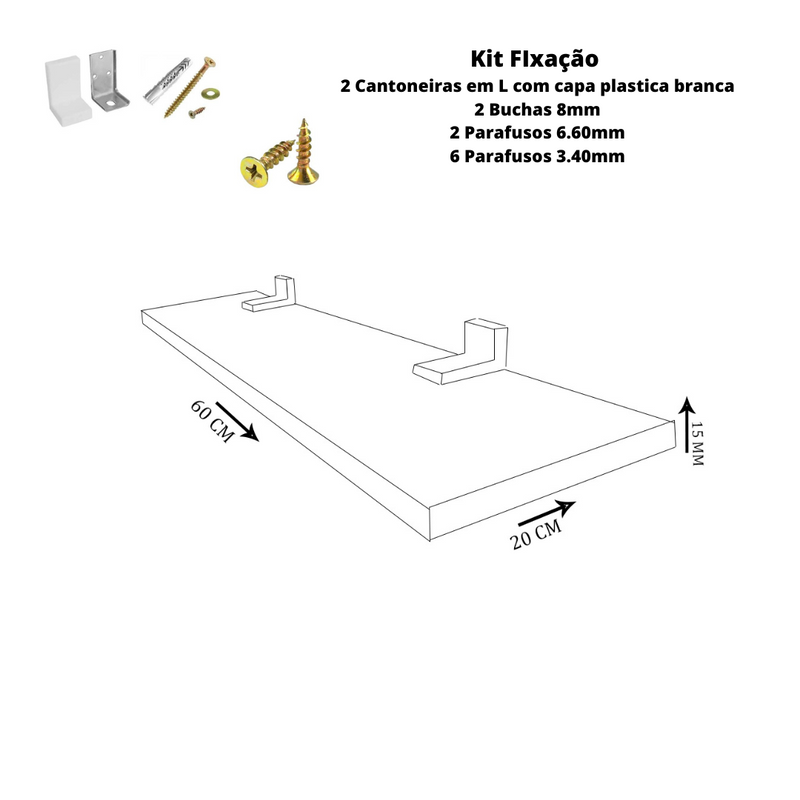 Prateleira Linha Furta-Cor Com Borda De Pvc 60x20 cm