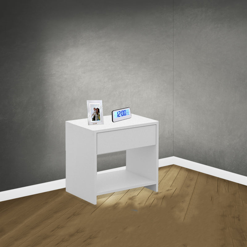 Mesa de Cabeceira Chão 1 gaveta Em Mdf Branco