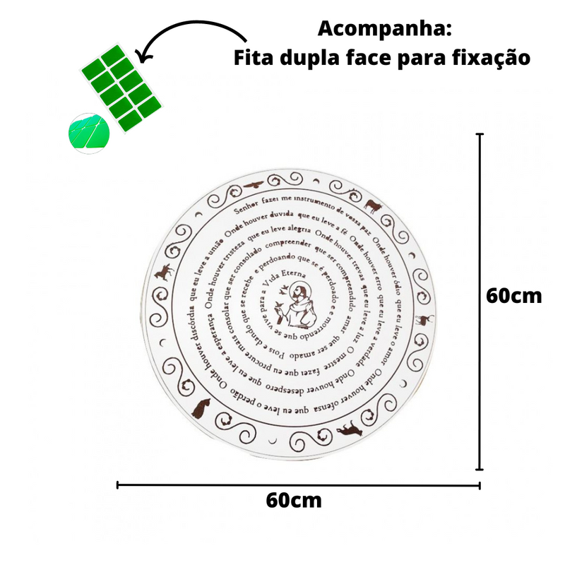 Mandala Oração de São Francisco em MDF 60 cm natural