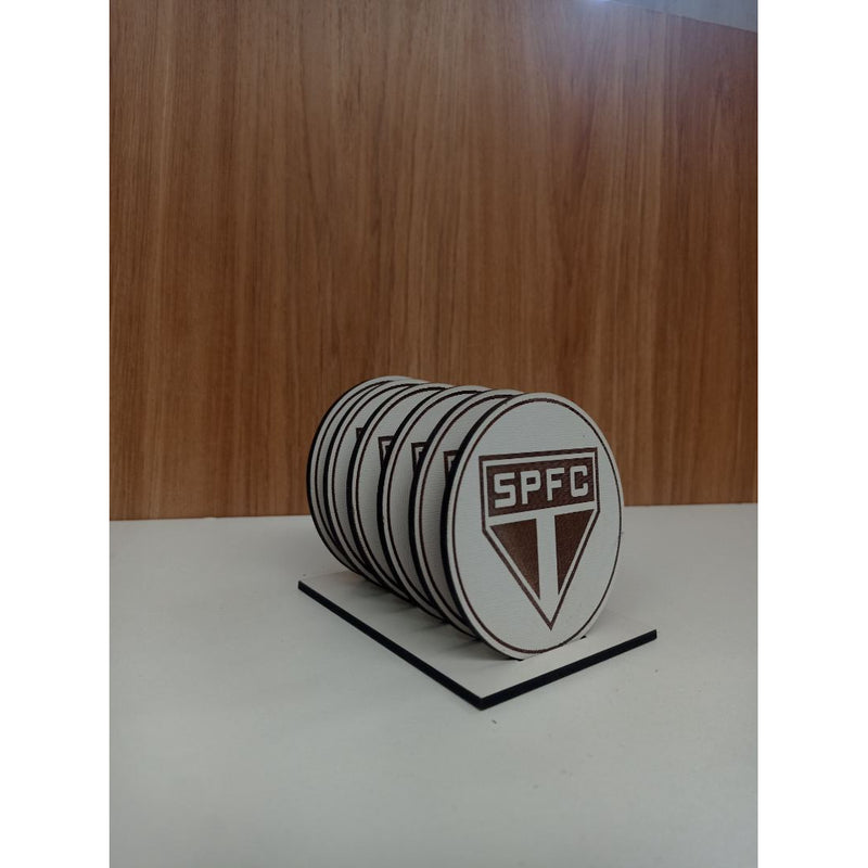 Porta Copo Time São Paulo Branco Em Mdf