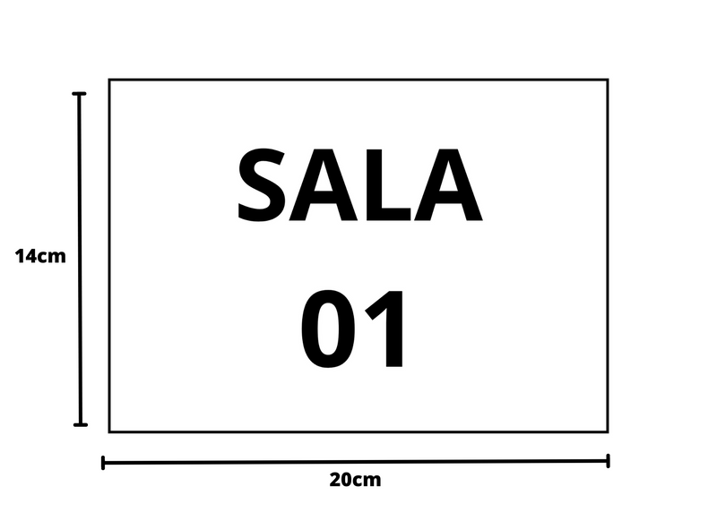 Placa sinalização 1/2 oficio sala 01 mdf branco