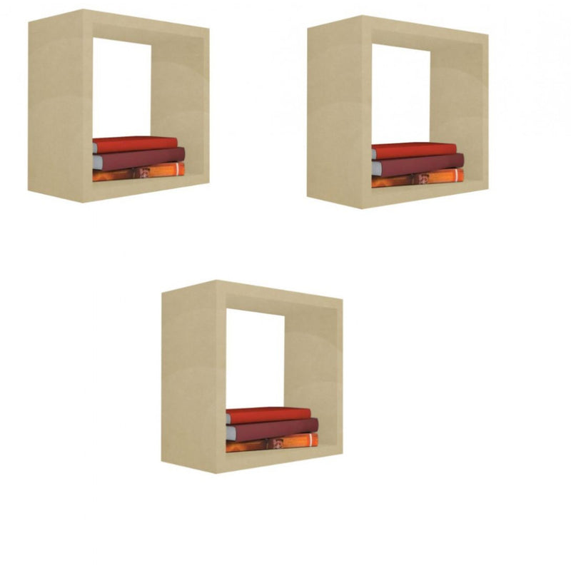 Kit 3 Nicho Decorativo 55X55X20 cm Natural Em Mdf