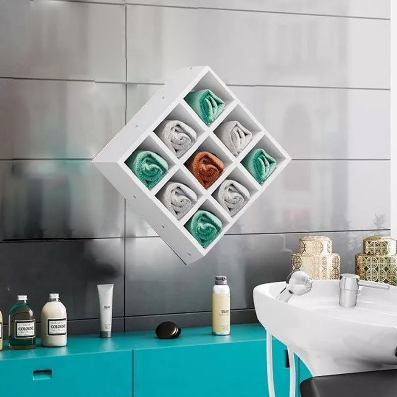 Porta Toalhas 9 Lugares Em Mdf Branco