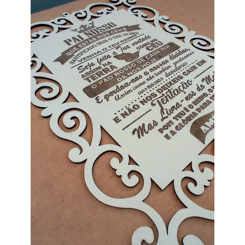 Placa Pai nosso Evangélico cor branco