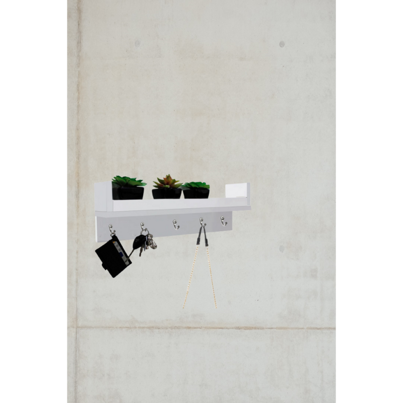 Porta Chaves com Prateleira Branco Em Mdf