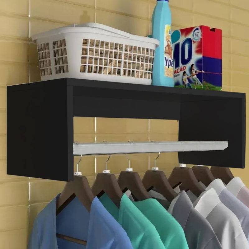 Nicho com Var‹o 80cm Preto Em Mdf