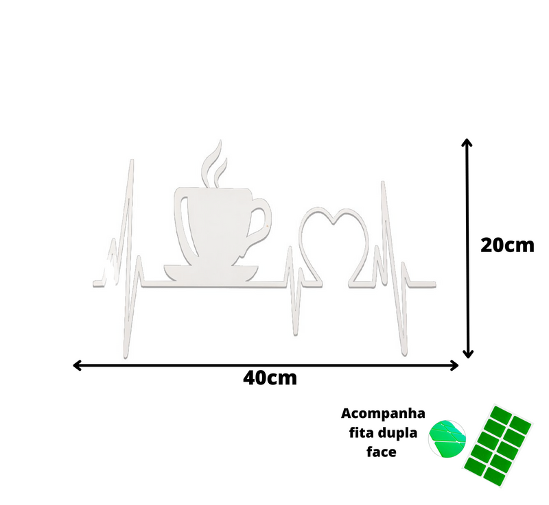 Placa Decorativa Cardiograma CafŽ MDF Natural