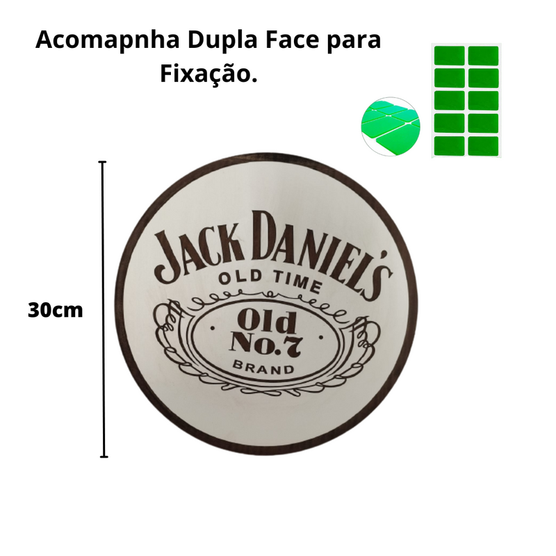 Placa decorativa OLD7 jack daniels em mdf branco